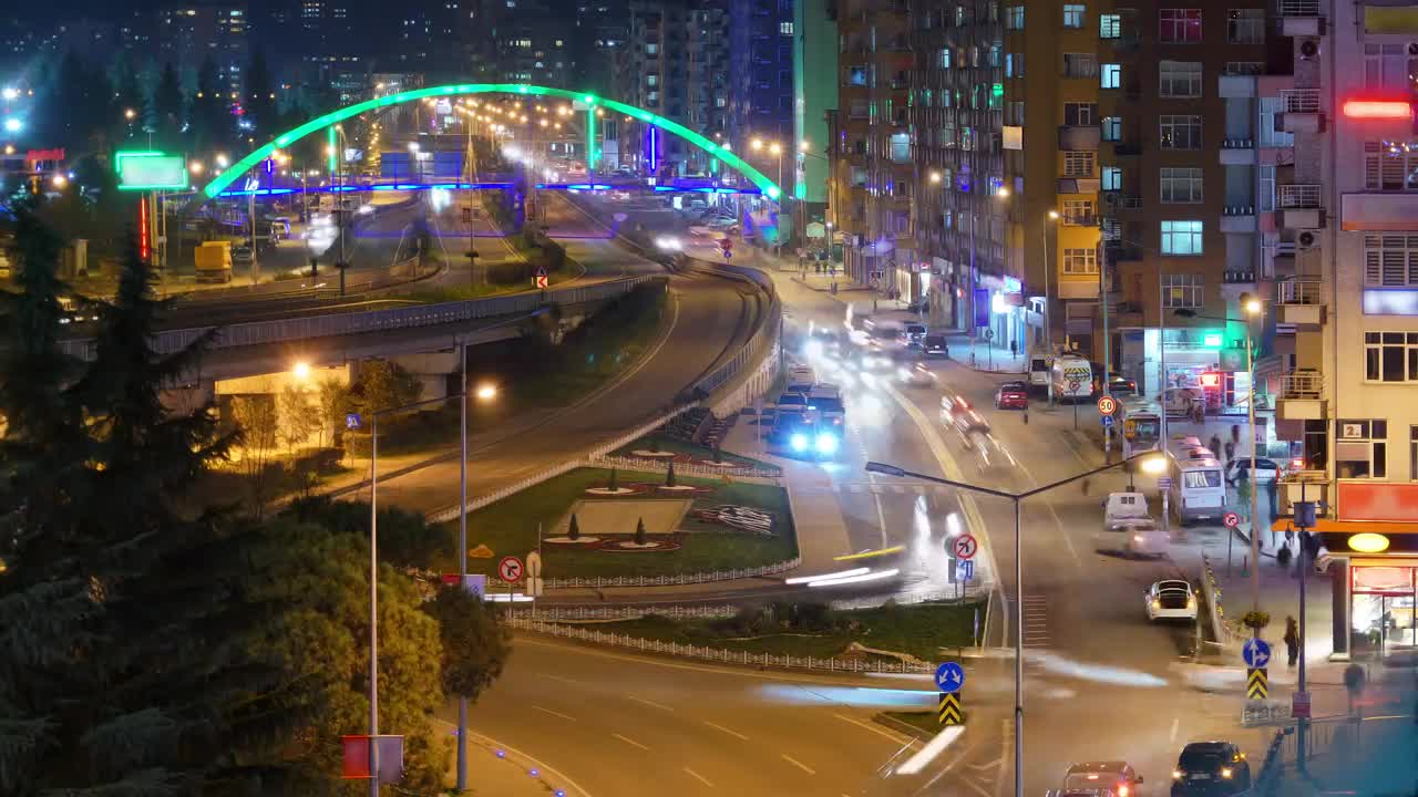 Stock Video Night Traffic Seen From A Building In A Popular Area Live Wallpaper - Free Download