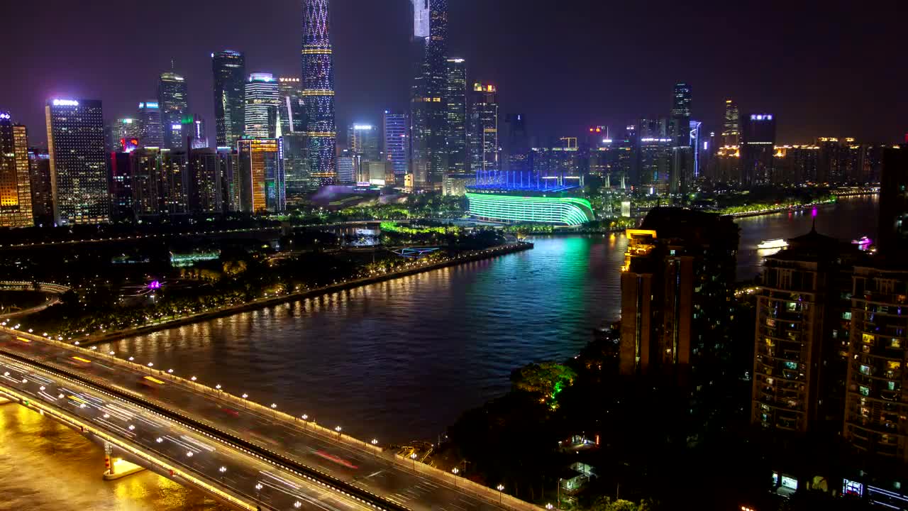 Stock Video Pearl River And City Lights In Guangzhou Live Wallpaper - Free Download