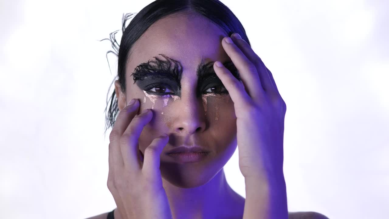 Stock Video Face Of A Young Ballerina With Conceptual Makeup Live Wallpaper For PC - Free Download