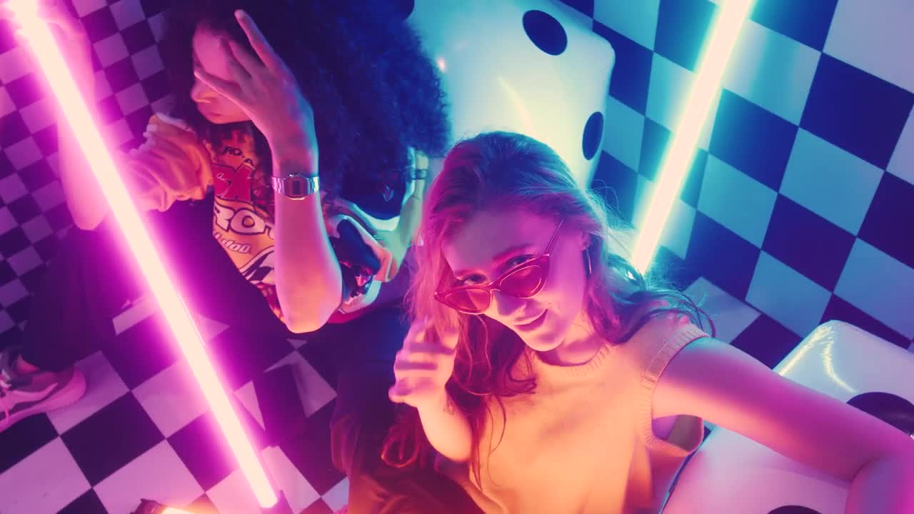 Free Stock Video Two Urban Girls Between Bars Of Colored Light Live Wallpaper - Free Download