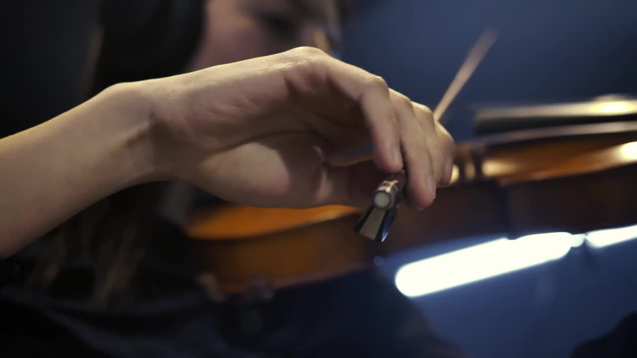 Stock Video Hand Of A Violinist Gently Playing Her Instrument Live Wallpaper For PC - Free Download