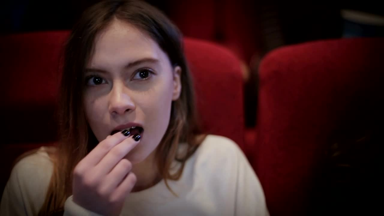 Free Stock Video Woman Eating Popcorn At The Cinema Live Wallpaper - Free Download