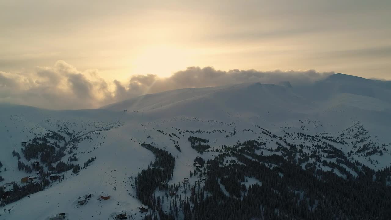 Free Video Stock Snowy Mountain With Pine Trees And Mist Overhead Live Wallpaper - Free Download