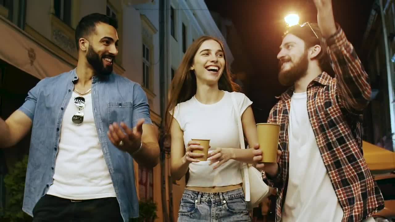 Stock Video Diverse Friends Enjoy Night Out On The Town Live Wallpaper For PC - Free Download