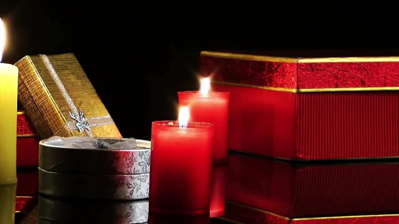 Video Stock Candles And Gifts On A Dark Background Live Wallpaper For PC - Free Download