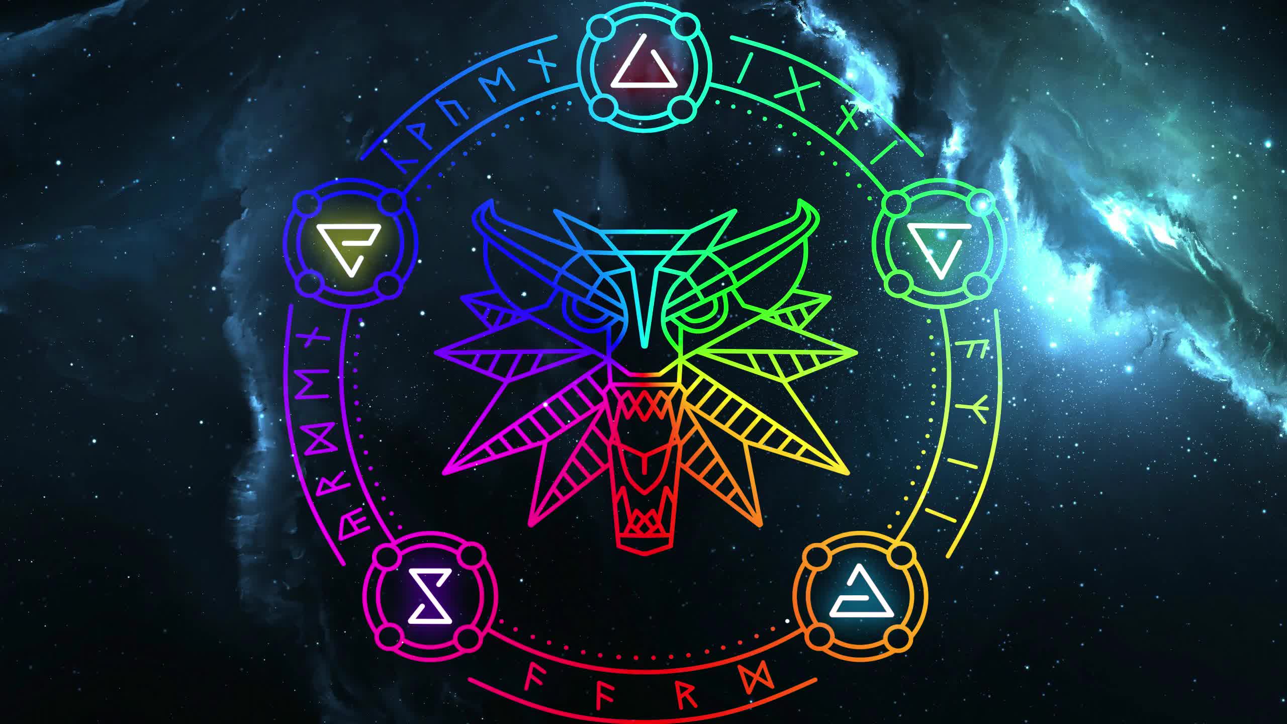 Witcher Game Sign Wheel RGB Live Wallpaper - Free Download