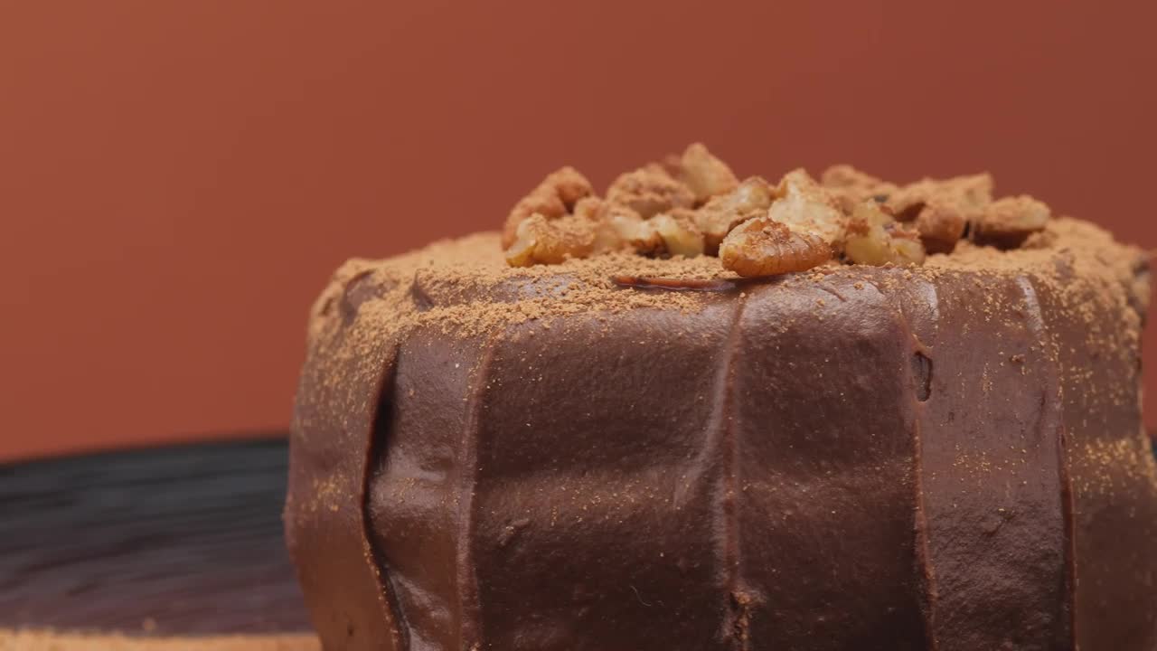 Video Stock Chocolate Cake With Walnuts In A Demonstration Video Live Wallpaper For PC - Free Download