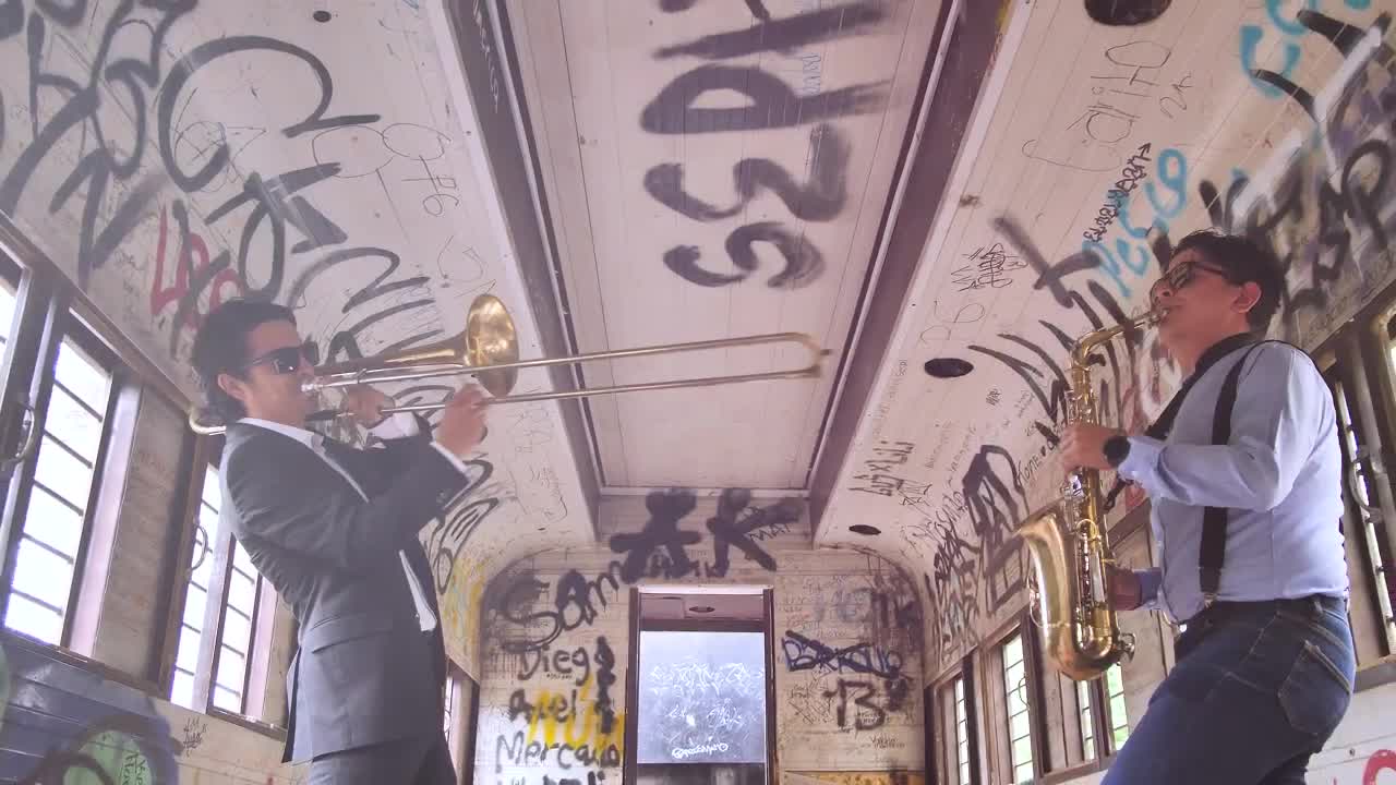 Stock Video Musicians Playing The Trombone And The Saxophone Live Wallpaper - Free Download