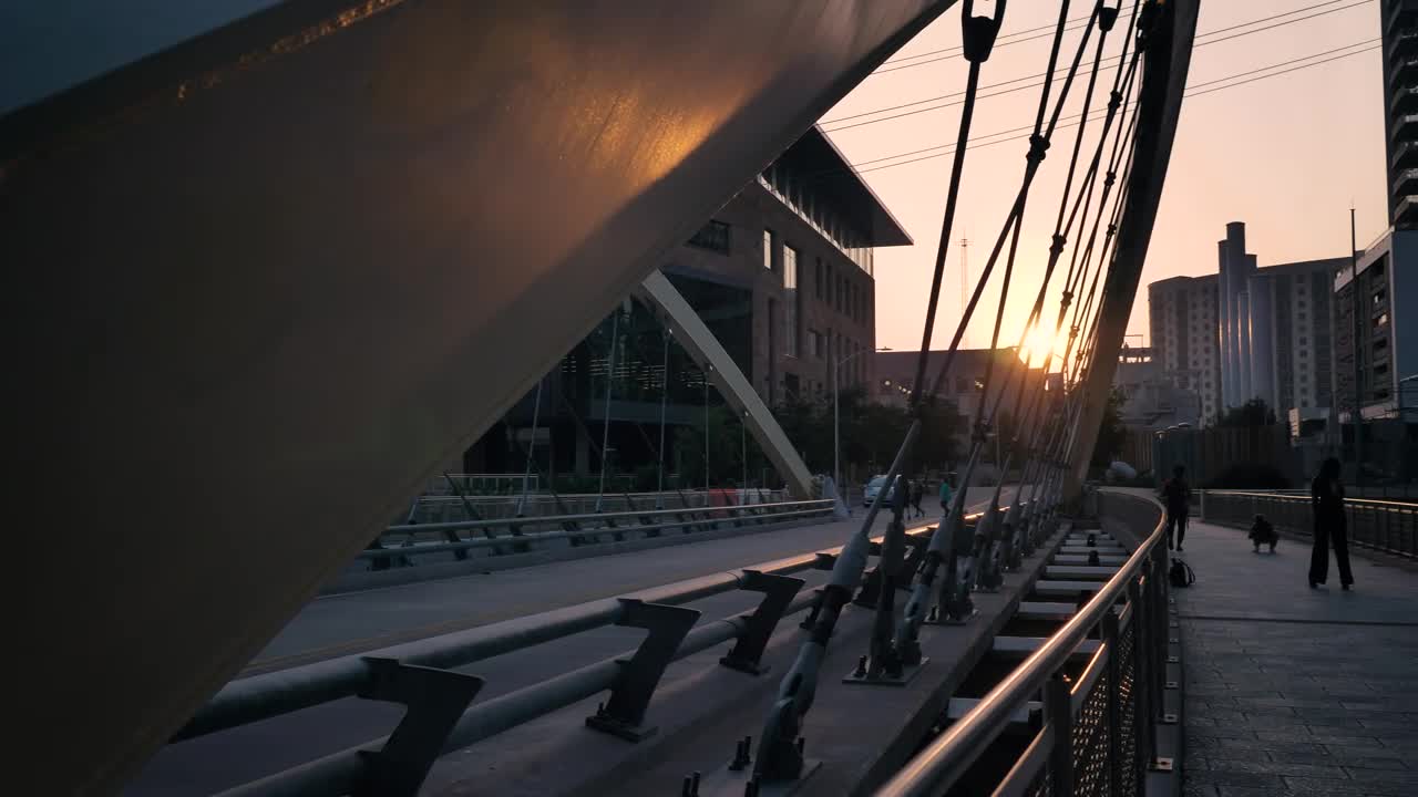 Stock Video Pedestrian Bridge In A City At Sunset Live Wallpaper - Free Download