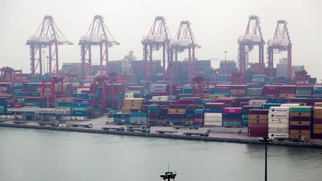 Stock Video Container Port Time Lapse On A Foggy Day Live Wallpaper For PC - Free Download