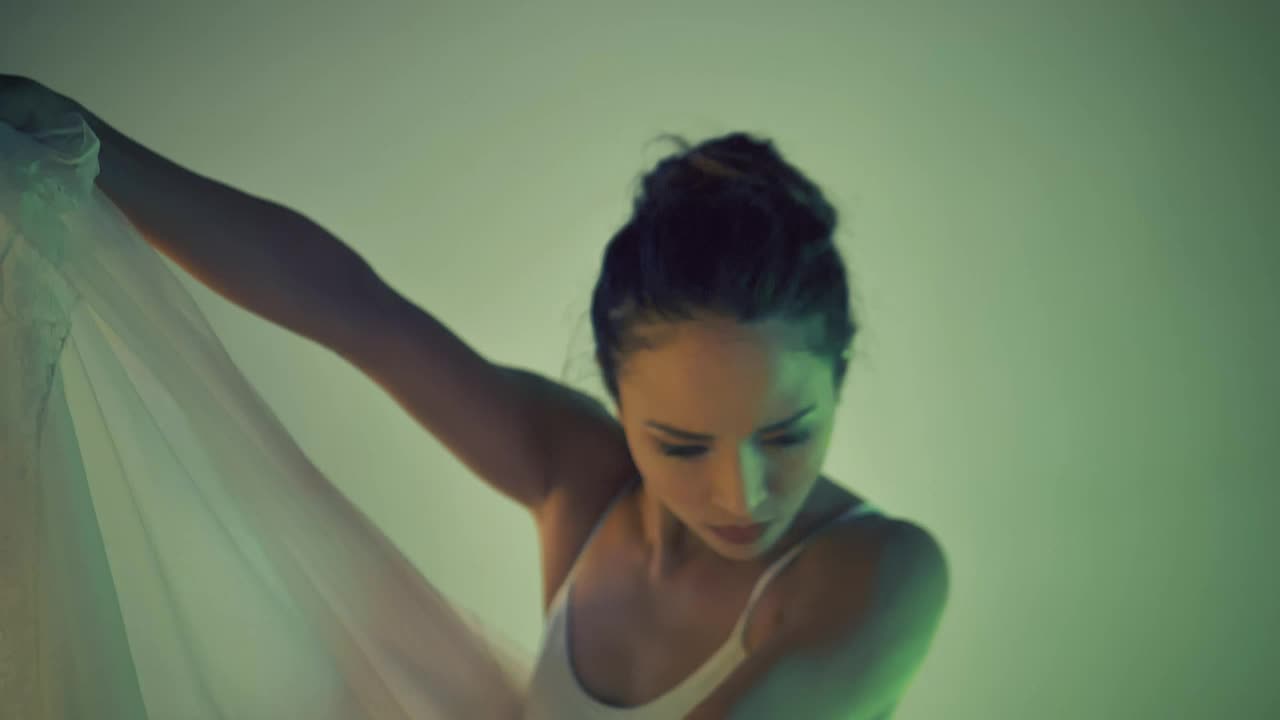 Stock Video Contemporary Dancer Posing With A White Dress Live Wallpaper For PC - Free Download
