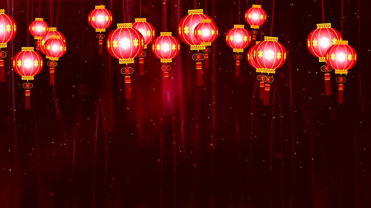 Video Stock Chinese Lantern Lights Hanging On A Red Background Live Wallpaper For PC - Free Download