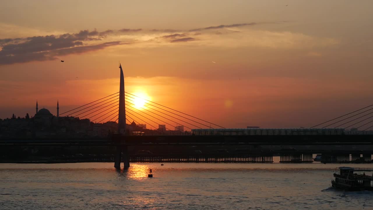 Free Video Stock sunset at the atatürk bridge in istanbul Live Wallpaper - Free Download