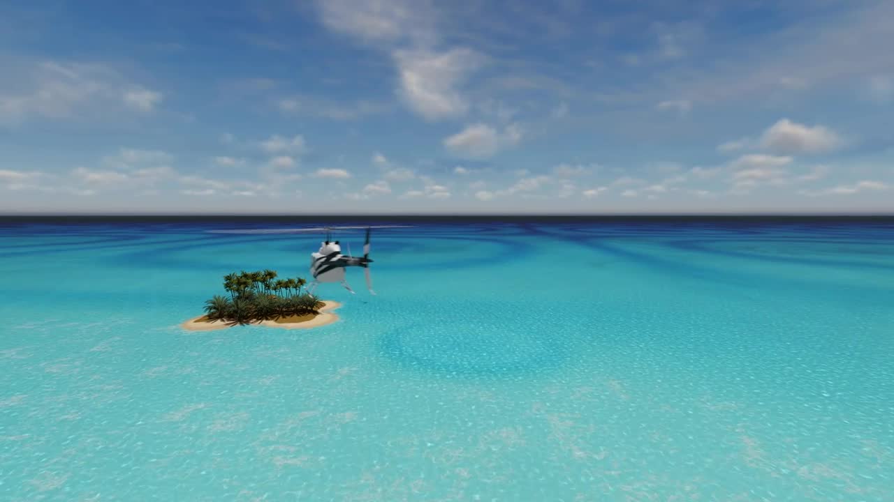 Stock Video Helicopter Arriving To A Tropical Island Animated Wallpaper - Free Download