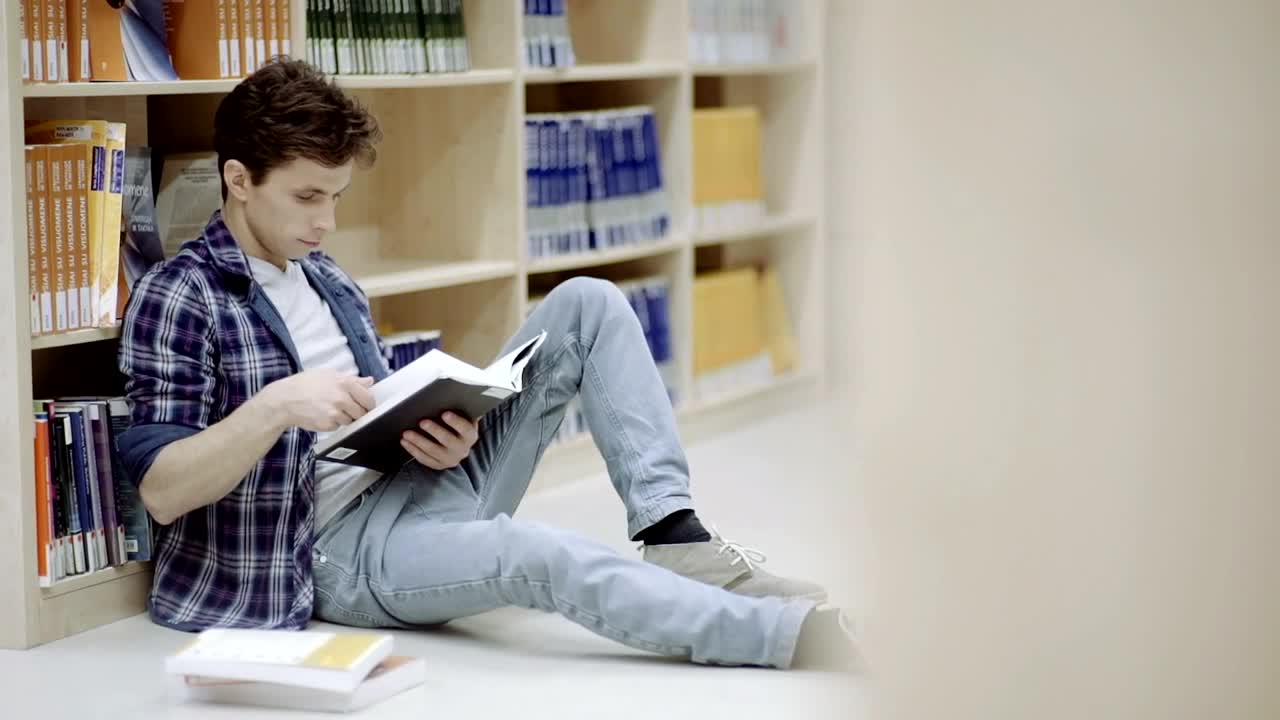 Free Video Stock Student Reading On The Library Corridor Live Wallpaper - Free Download