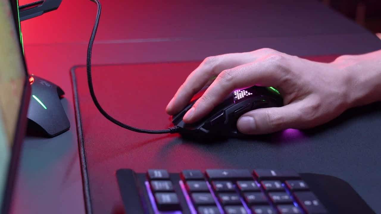 Stock Video Hand Using A Gaming A Neon Lights Mouse Live Wallpaper For PC - Free Download