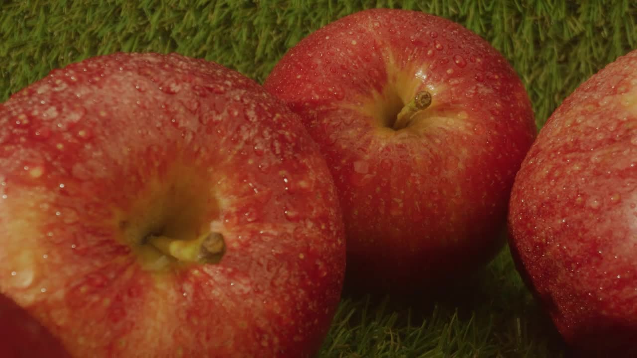 Stock Video Fresh Apples In A Row On A Natural Background Live Wallpaper For PC - Free Download