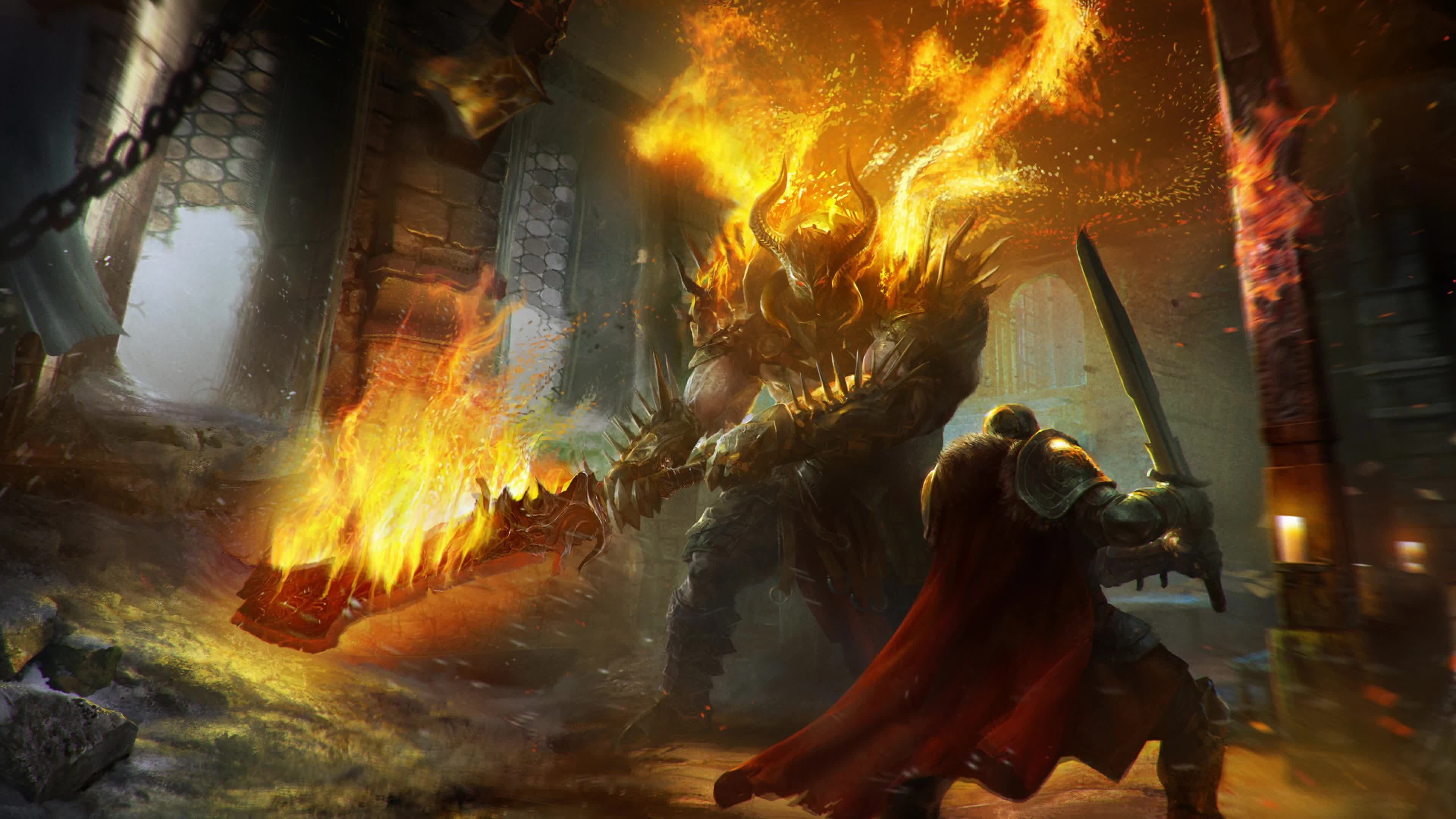 Lords  Of  The  Fallen  Battle  Flames  4K  Live  Wallpaper - Free Download