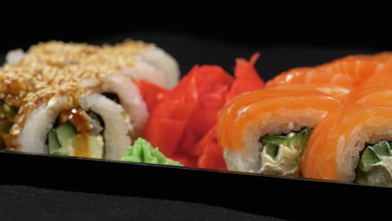 Free Stock Video Salmon Sushi Rotating On A Plastic Tray Live Wallpaper - Free Download