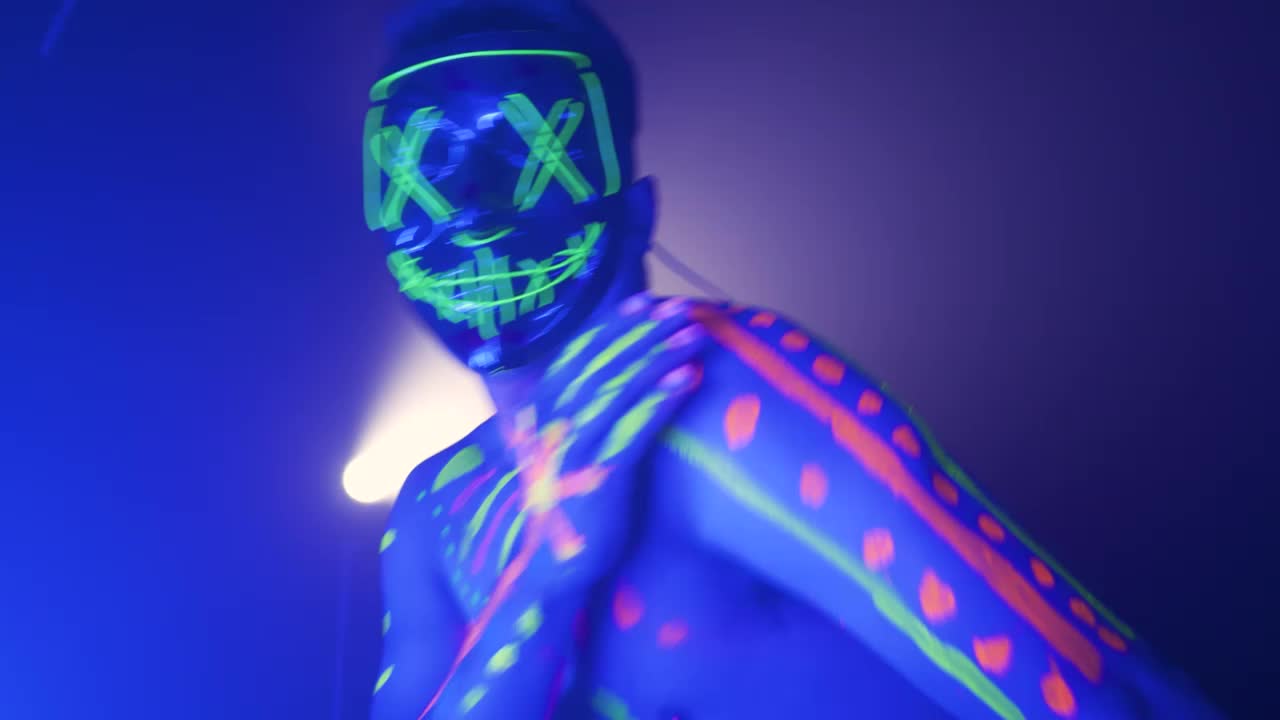 Video Stock Portrait Of A Man With Mask Dancing Energetically Live Wallpaper Free - Free Download