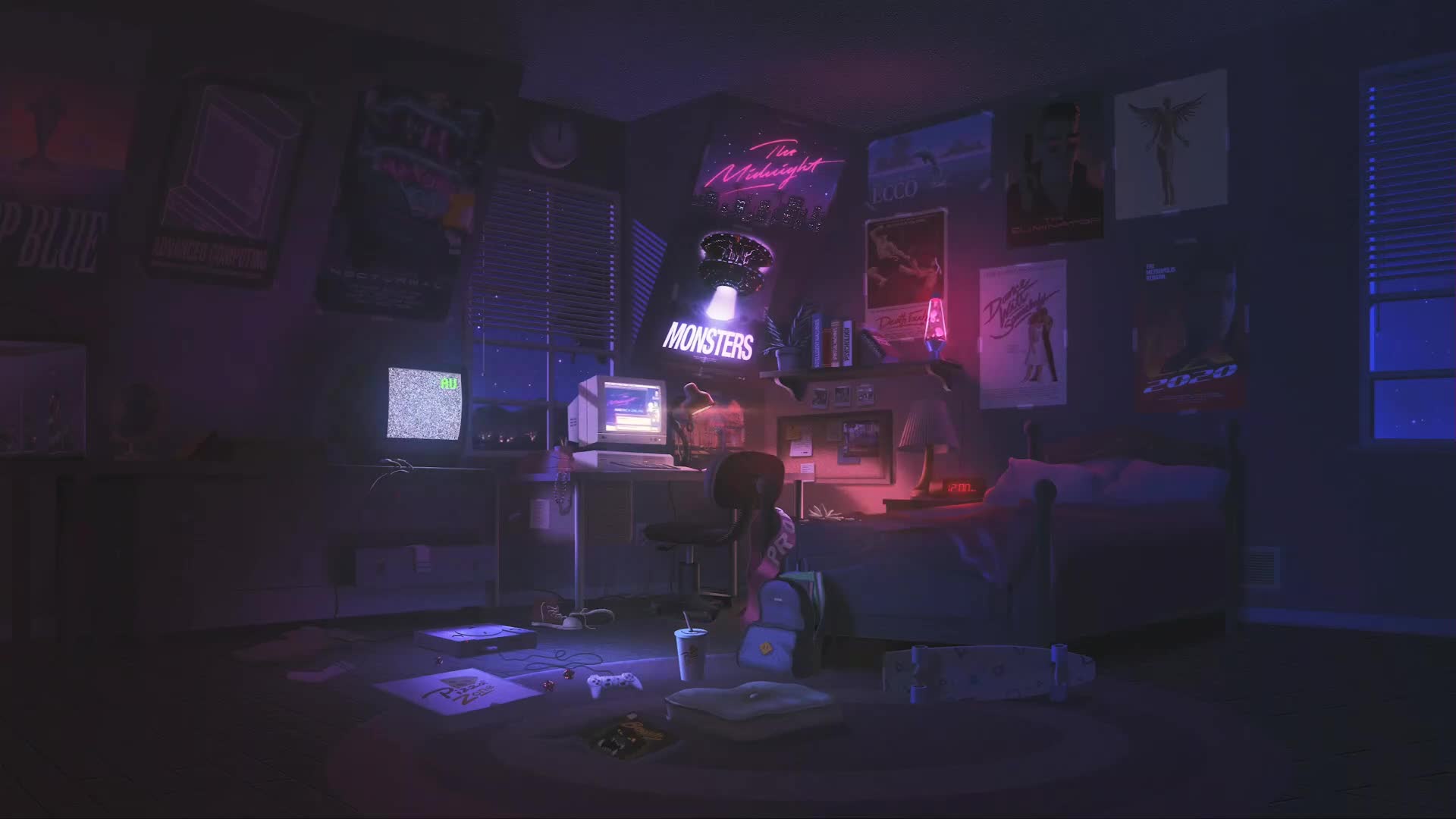 Retro Room Purple Live Wallpaper - Free Download