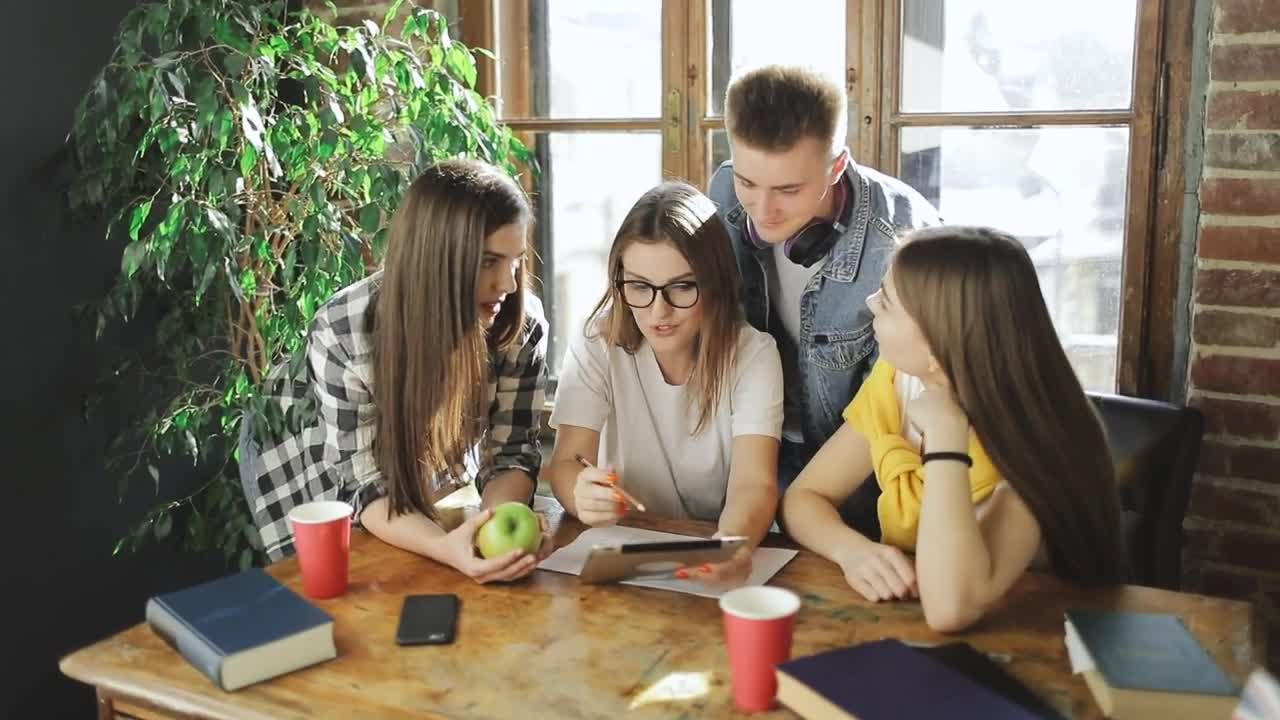 Free Video Stock Students Doing Homework Together At Home Live Wallpaper - Free Download