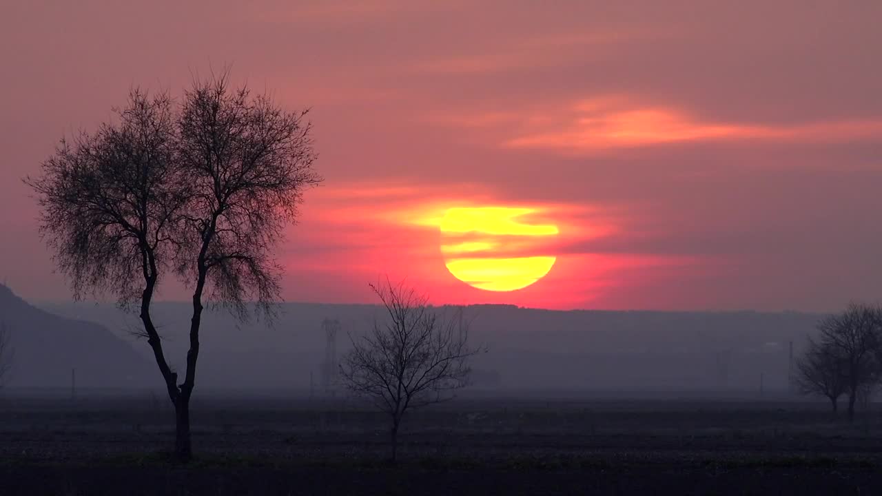 Stock Video Mystic Red Sunset In The Countryside Live Wallpaper - Free Download