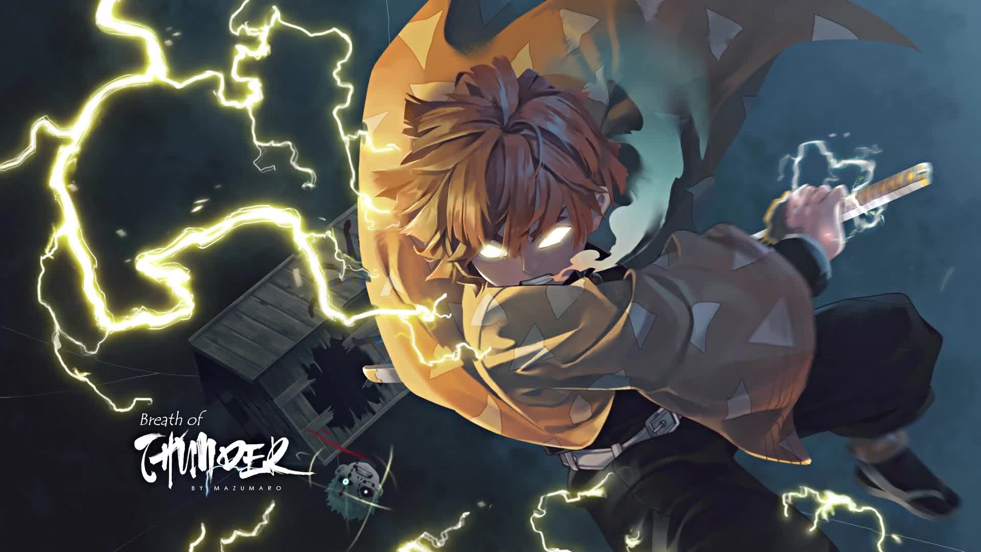 Anime Breath Of Thunder Zenitsu Kimetsu No aiba - Free Download