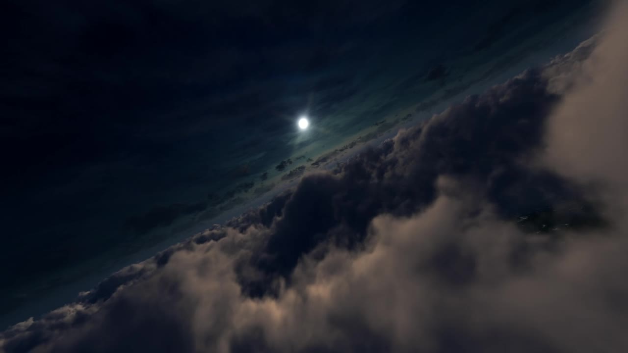 Stock Video Flight Through Clouds Towards The Bright Full Moon Live Wallpaper For PC - Free Download