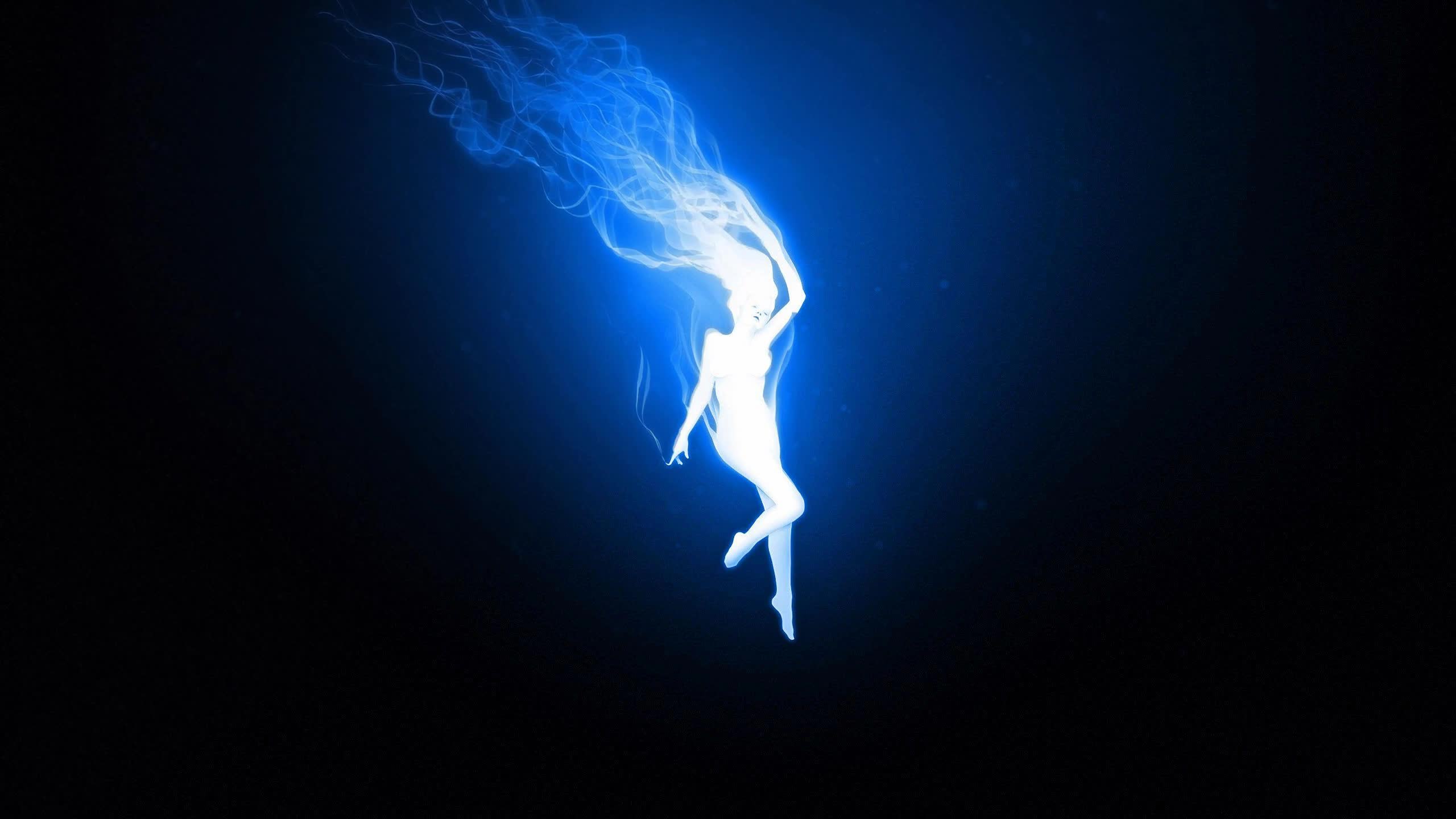 Wonderful  Blue  Fire  Smoking  Girl  Minimalism  2K  Live  Wallpaper - Free Download