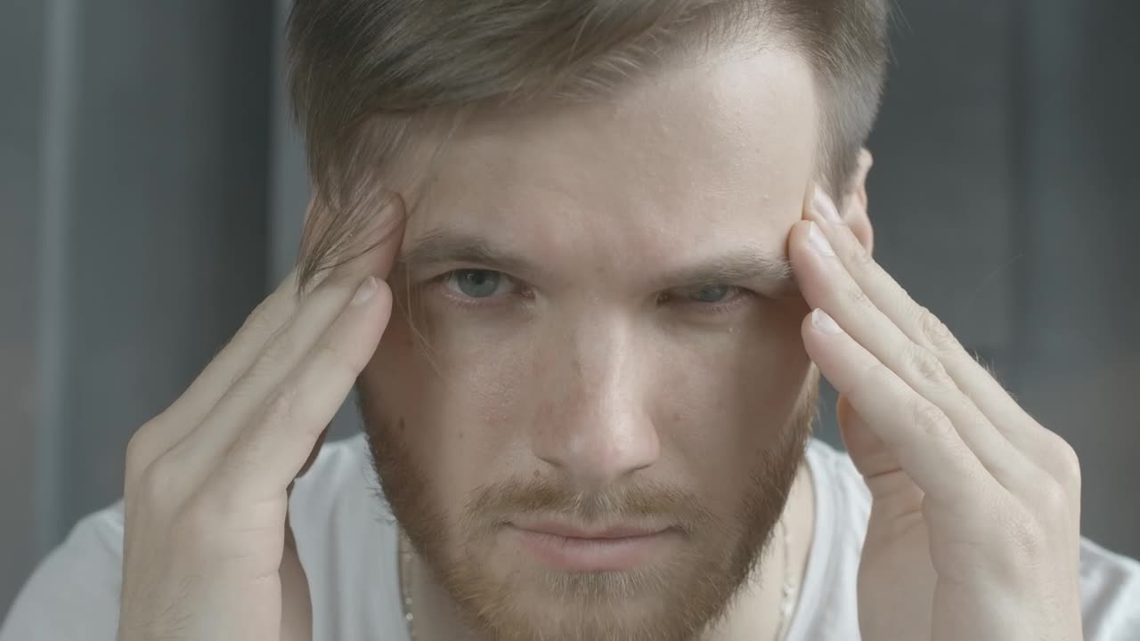 Video Stock Closeup Of Man With Headache Rubbing Temples Live Wallpaper For PC - Free Download