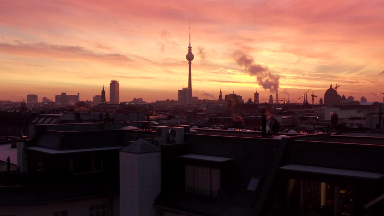 Free Video Stock Spectacular Skyline Of A European City At Sunset Live Wallpaper - Free Download