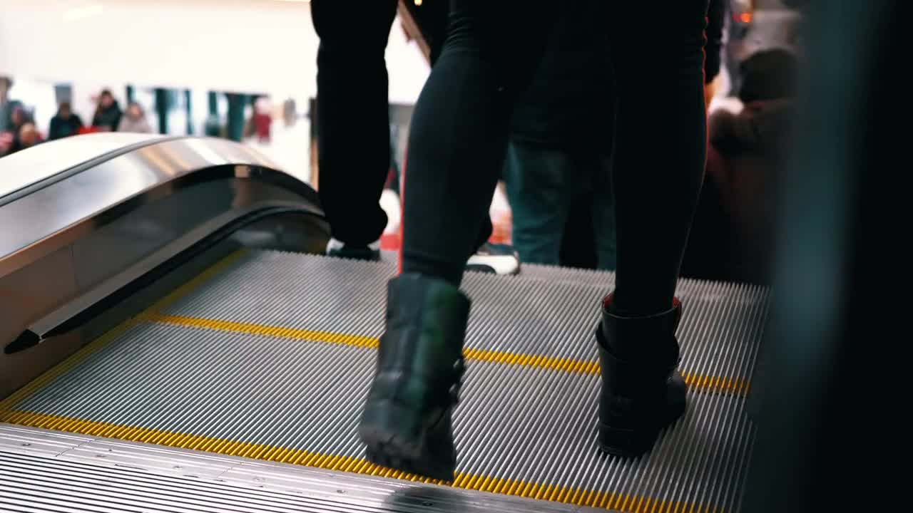 Stock Video People Taking The Escalator Down Live Wallpaper - Free Download