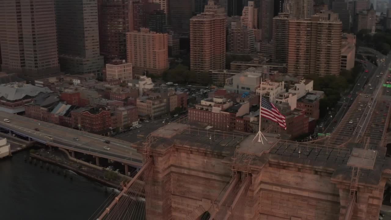 Stock Footage Waving Usa Flag At The Top Of The Brooklyn Bridge Live Wallpaper - Free Download