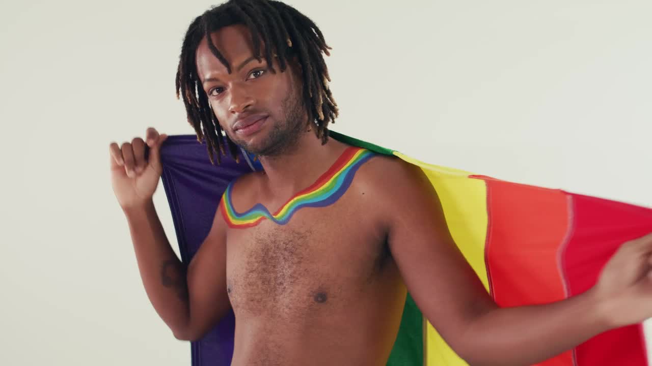 Video Stock Portrait Of A Man Wrapped In A Pride Flag Live Wallpaper Free - Free Download