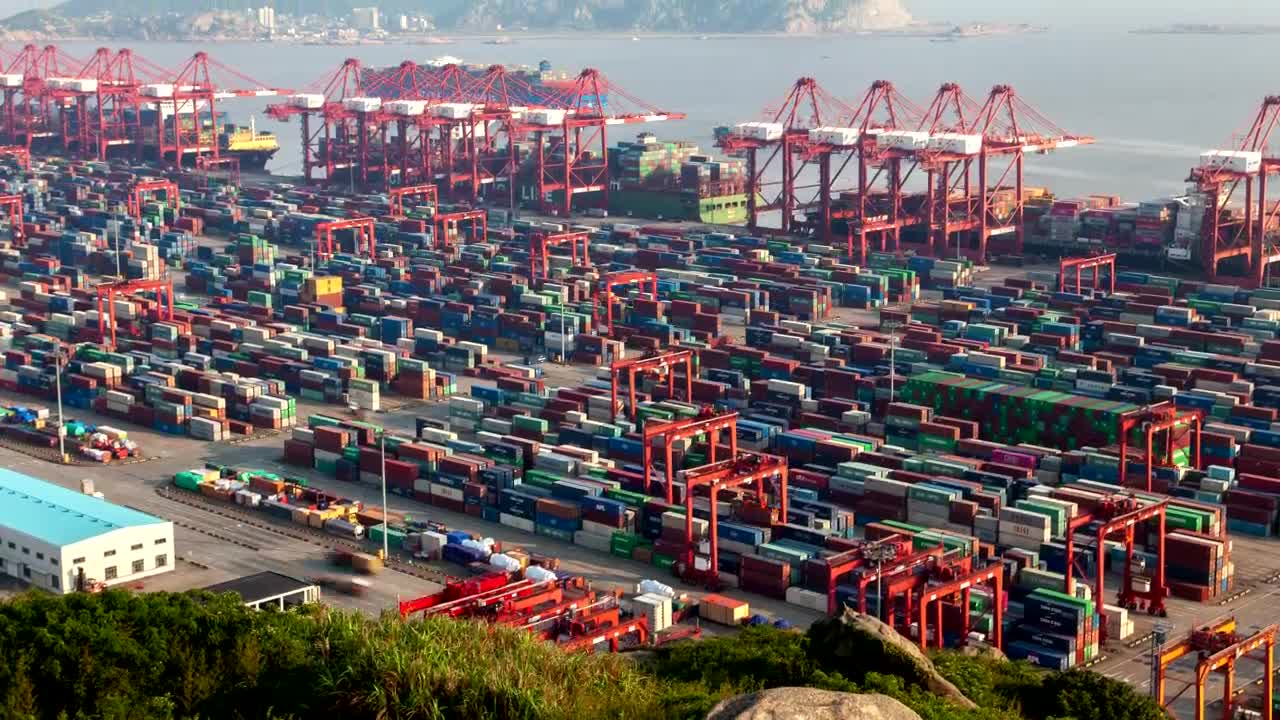 Stock Video Huge Container Area On A Shoreline Aerial Shot Animated Wallpaper - Free Download