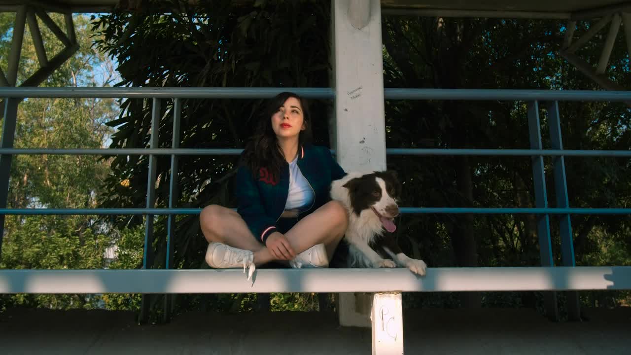 Free Stock Video Woman With Dog Sitting On Balcony Live Wallpaper - Free Download