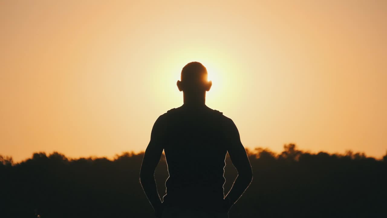 Free Stock Video Silhouette Of Person Raising Hands Against Sunset Live Wallpaper - Free Download