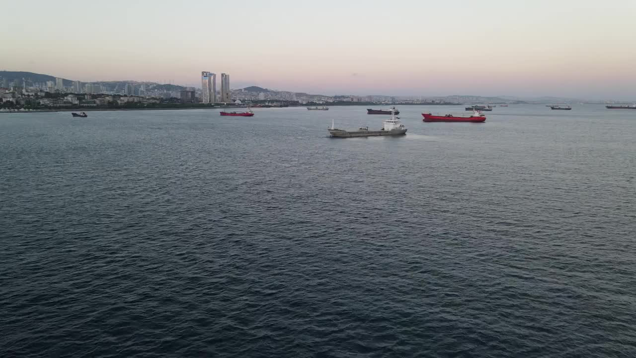 Stock Video Coastal Sea Packed With Cargo Ships From Above Live Wallpaper For PC - Free Download