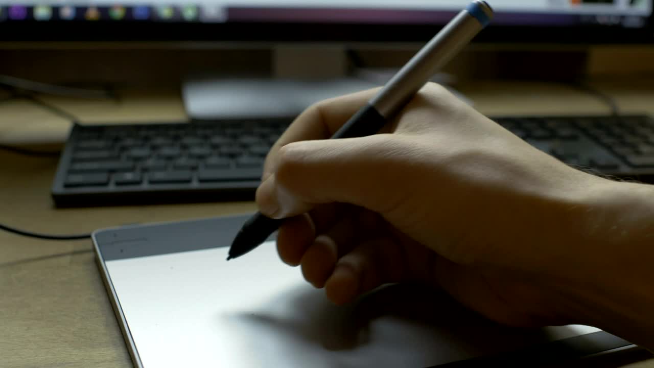 Stock Video Hand Working On A Graphic Tablet Live Wallpaper For PC - Free Download