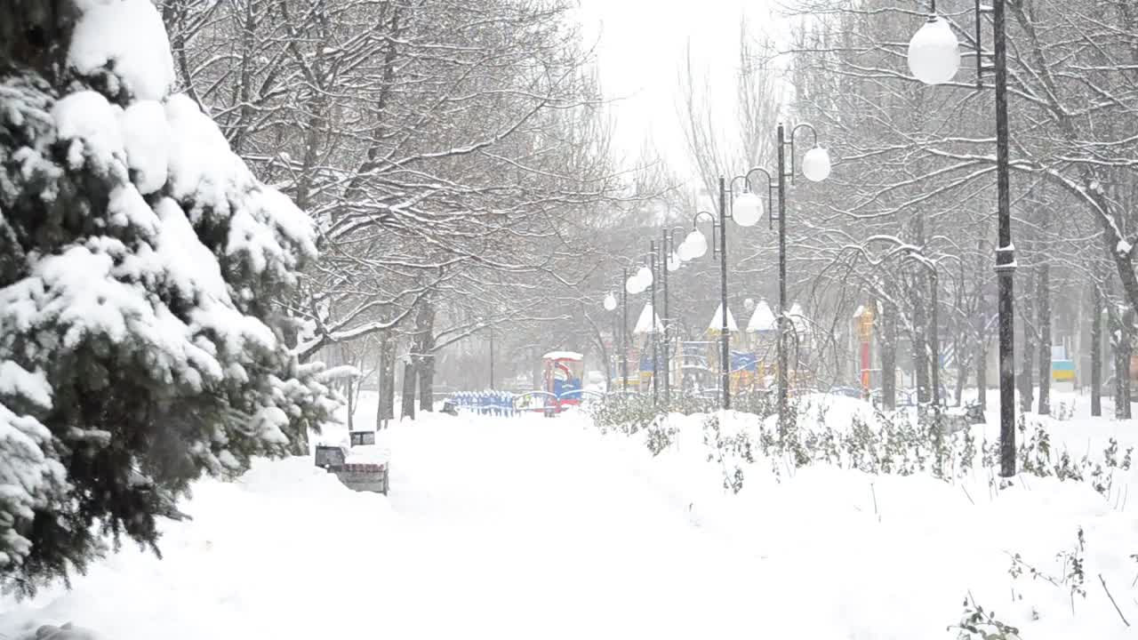 Free Video Stock Snowfall Over A City Park Live Wallpaper - Free Download