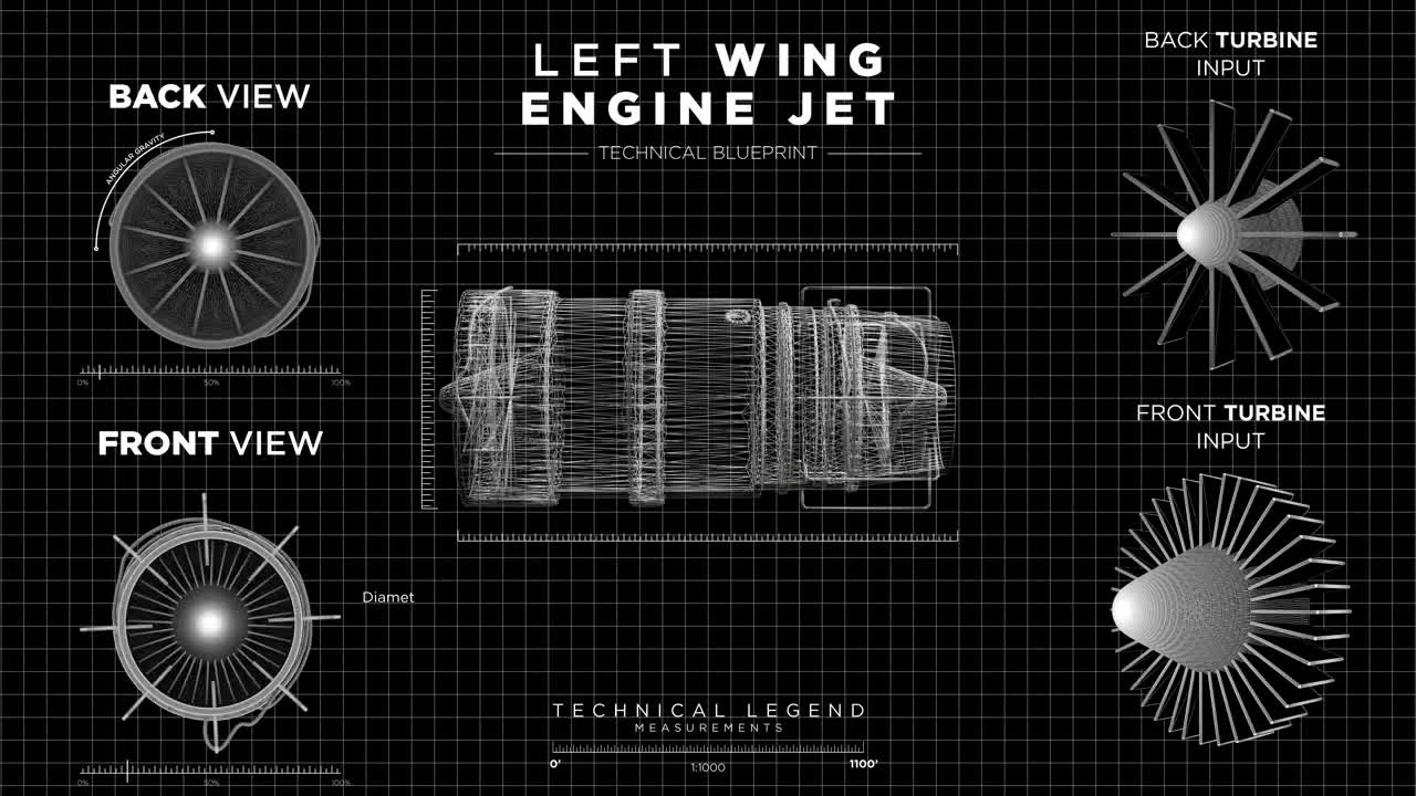 Stock Video Jet Engine Display Interface Animated Wallpaper - Free Download