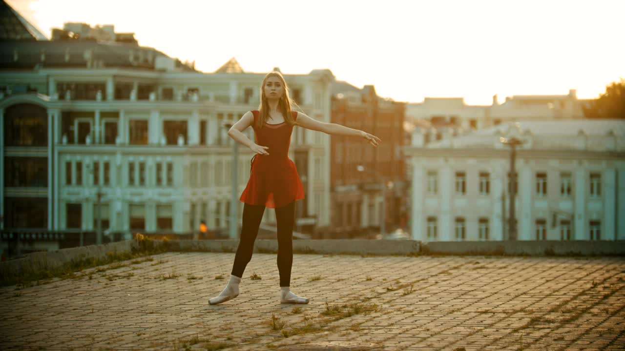 Stock Video Girl Dancing Ballet On Top Of A Building Live Wallpaper For PC - Free Download