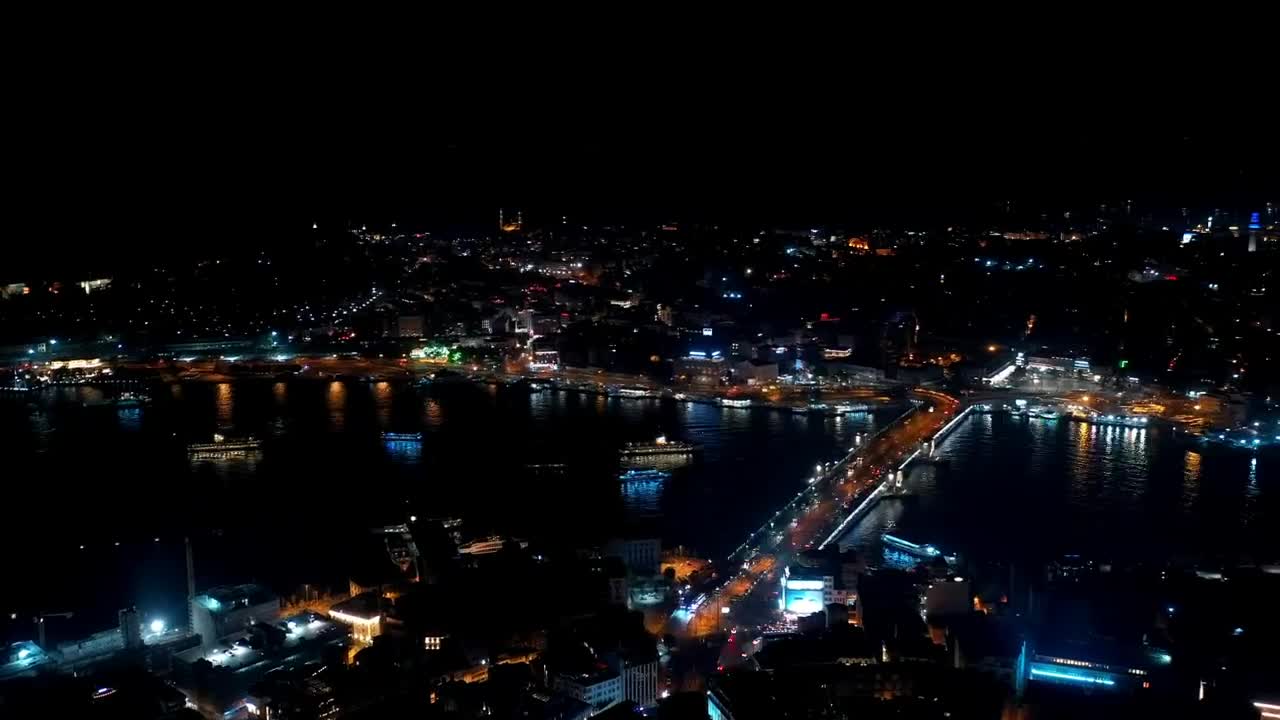 Free Video Stock traffic heading across the galata bridge at night Live Wallpaper - Free Download