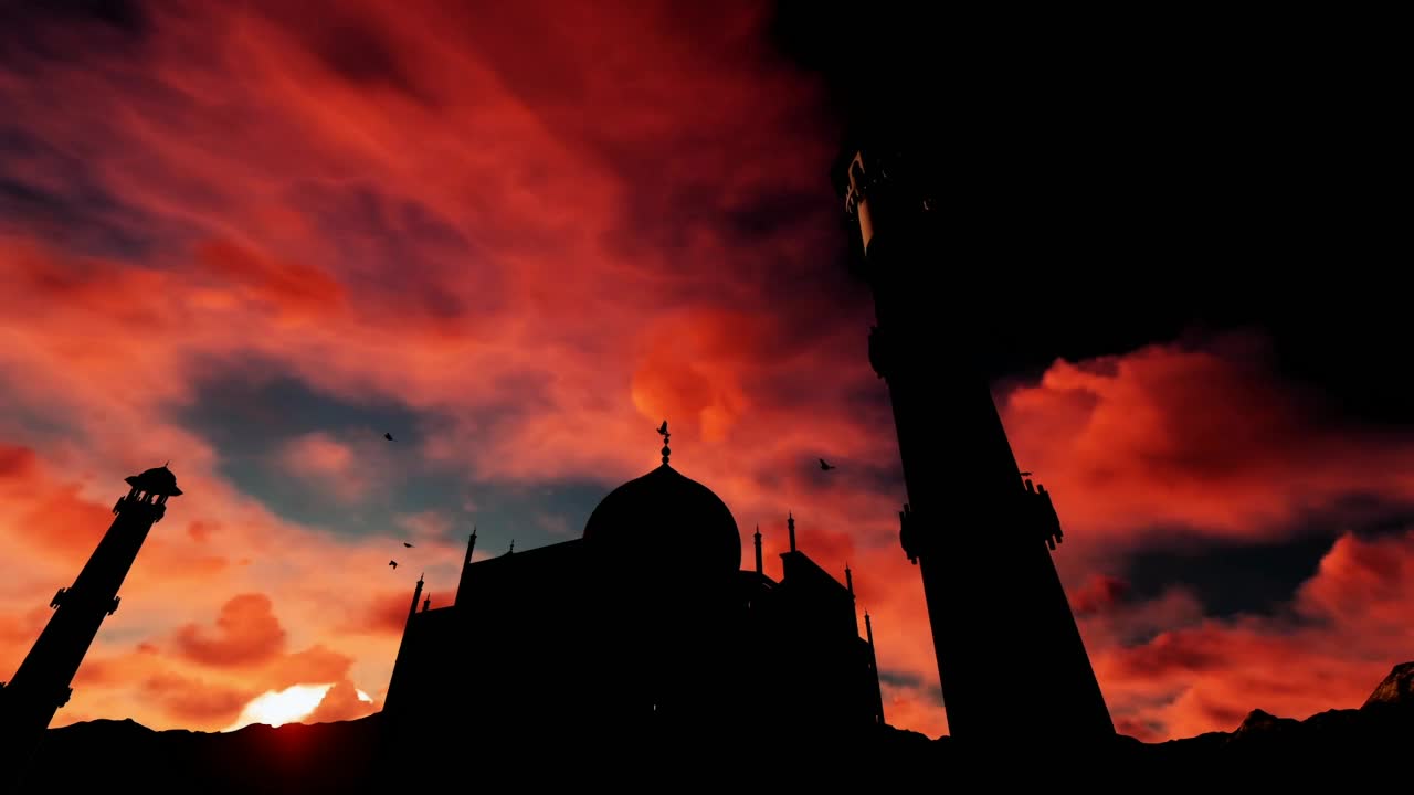 Video Stock Red Sky Over Silhouette Of Taj Mahal Live Wallpaper Free - Free Download