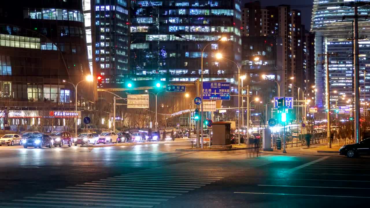 Free Video Stock time lapse of a crosswalk in beijing at night Live Wallpaper - Free Download