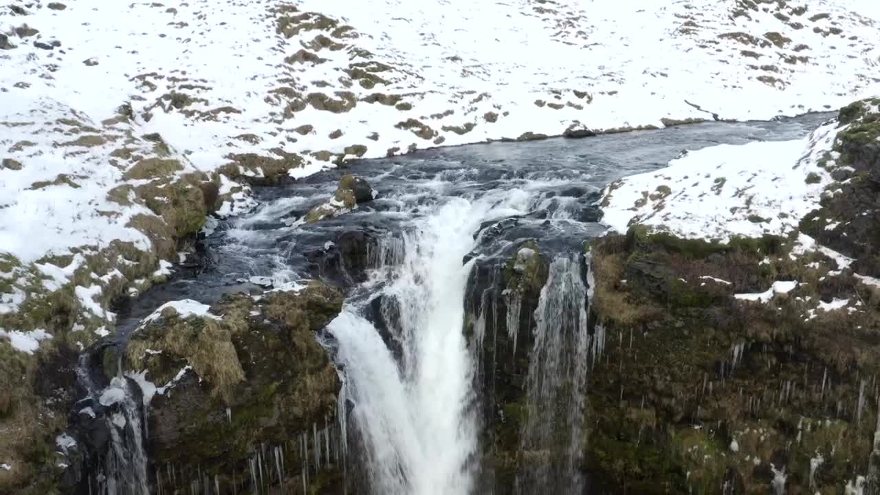Free Stock Video Waterfall Of A River In Winter Falling Into A Canyon Live Wallpaper - Free Download