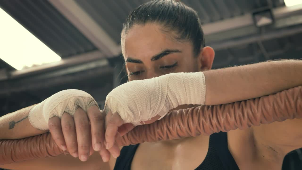 Stock Video Female Boxer Resting After Her Training Live Wallpaper For PC - Free Download