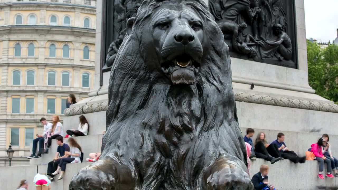 Stock Video Giant Lion Statue In Trafalgar Square In London Live Wallpaper For PC - Free Download