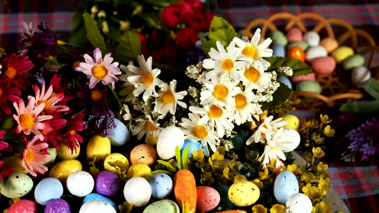 Free Video Stock traditional easter eggs with flowers Live Wallpaper - Free Download
